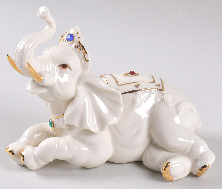 Y H Porcelain Figurines Elephant Laying Down - No Box by Y H Porcelain-1