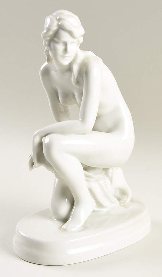 Zsolnay Figurines Nude Female With Scarf - No Box by Zsolnay-1