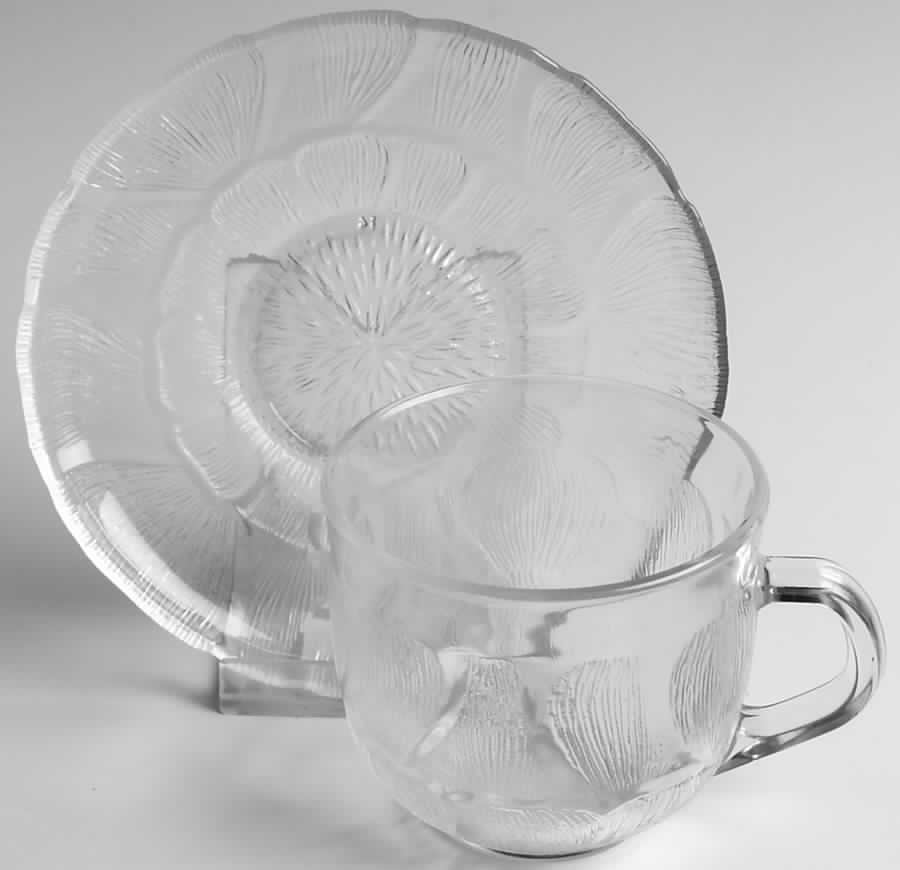 Fleur Cup and Saucer Set (Punch Cup) by Arcoroc-1