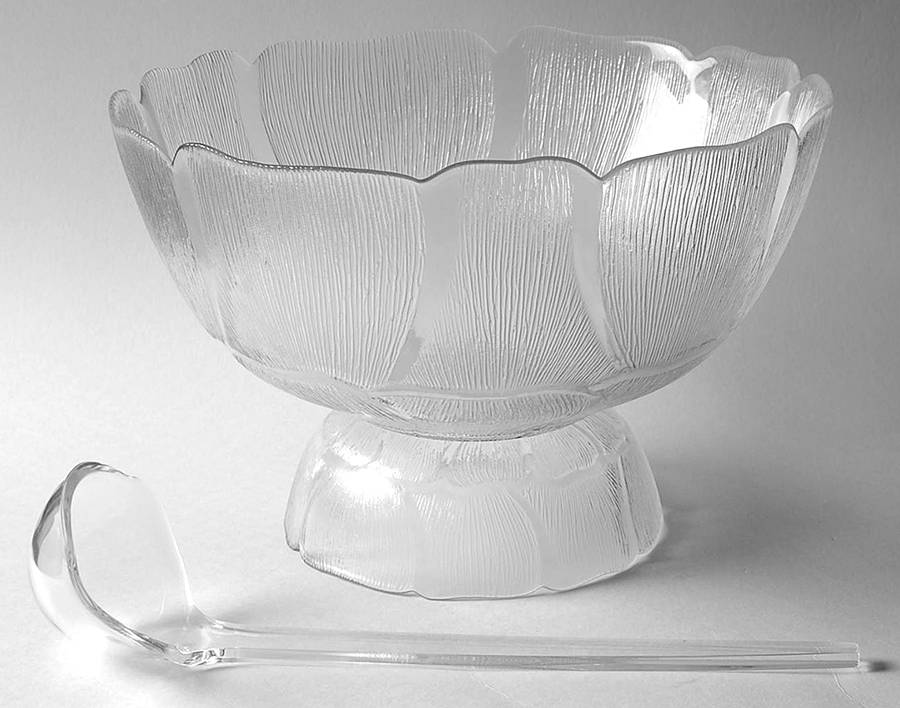 Fleur Punch Bowl & Stand with Plastic Ladle by Arcoroc-1