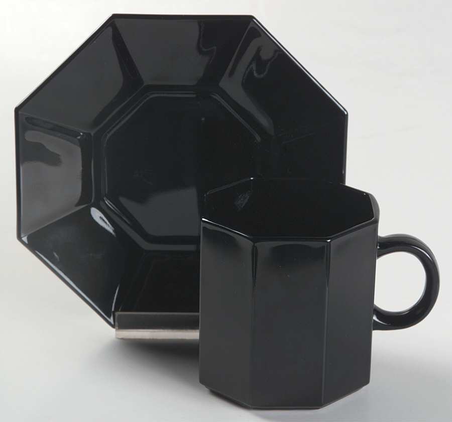 Octime Black Cup & Saucer Set by Arcoroc-1