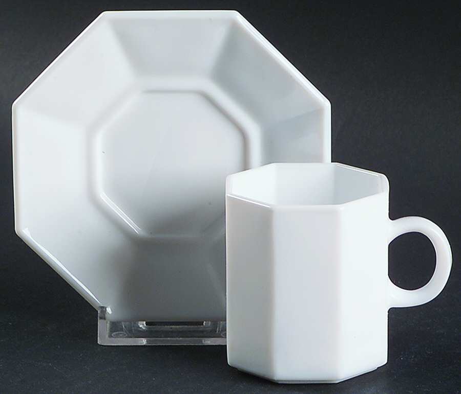 Octime White Demitasse Cup & Saucer Set by Arcoroc-1