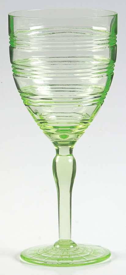 Banded Rings Green Water Goblet by Anchor Hocking-1