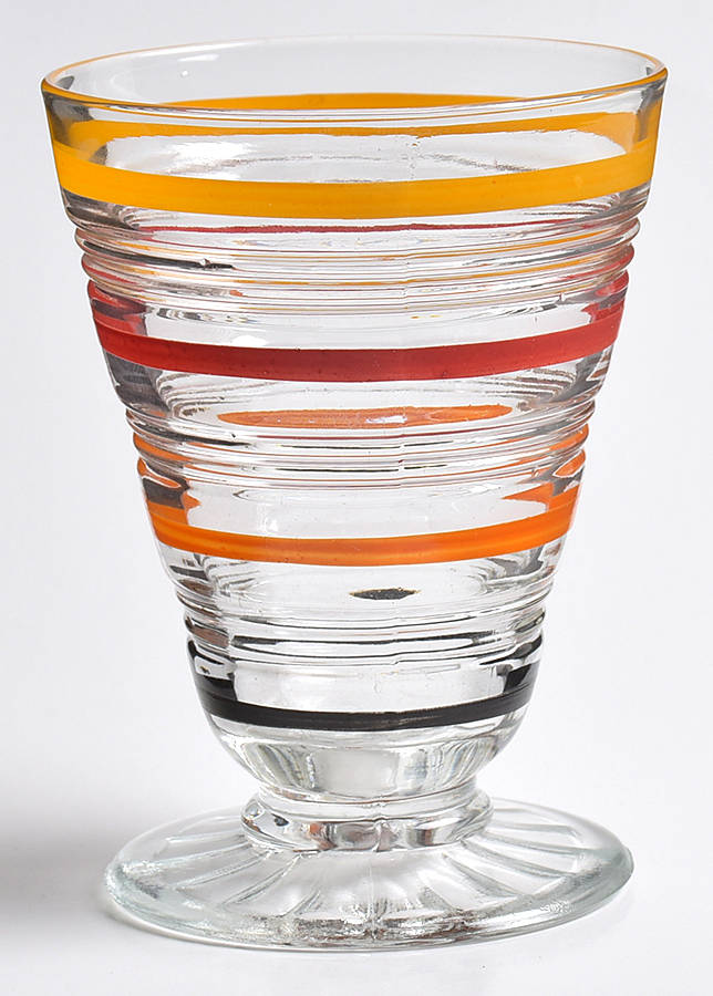 Banded Rings Clear and Multi Colored Bands Juice Glass by Anchor Hocking-1