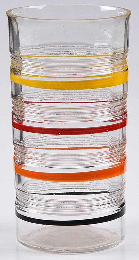 Banded Rings Clear and Multi Colored Bands 12 Oz Flat Tumbler by Anchor Hocking-1