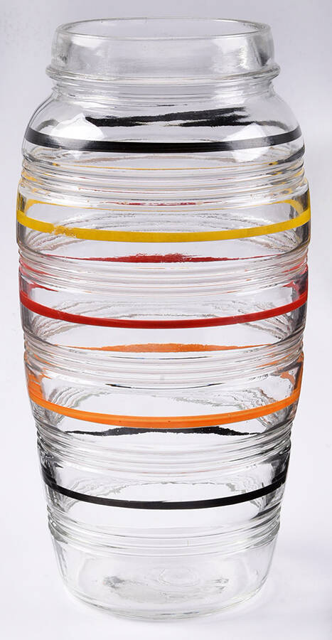 Banded Rings Clear and Multi Colored Bands Cocktail Shaker, No Top Or Lid by Anchor Hocking-1