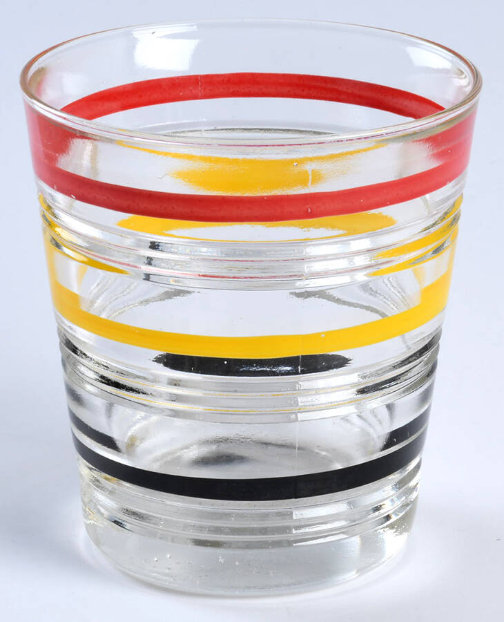 Banded Rings Clear and Multi Colored Bands 6 Oz Flat Tumbler by Anchor Hocking-1