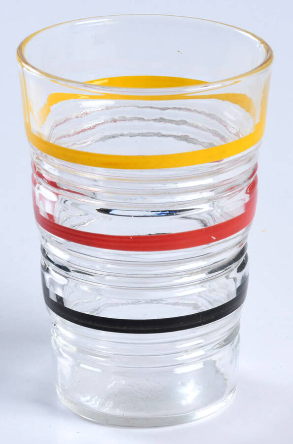 Banded Rings Clear and Multi Colored Bands 2 Oz Flat Tumbler by Anchor Hocking-1