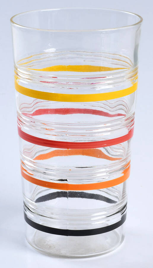 Banded Rings Clear and Multi Colored Bands 18 Oz Flat Tumbler by Anchor Hocking-1