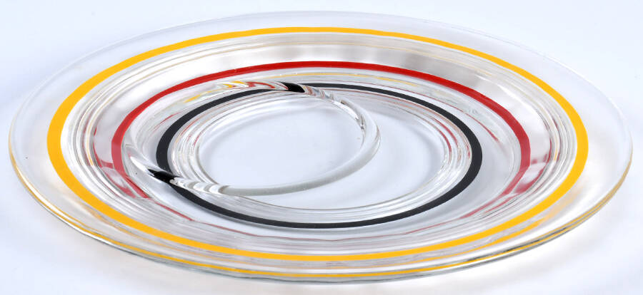 Banded Rings Clear and Multi Colored Bands Round Snack Tray for Sherbet by Anchor Hocking-1