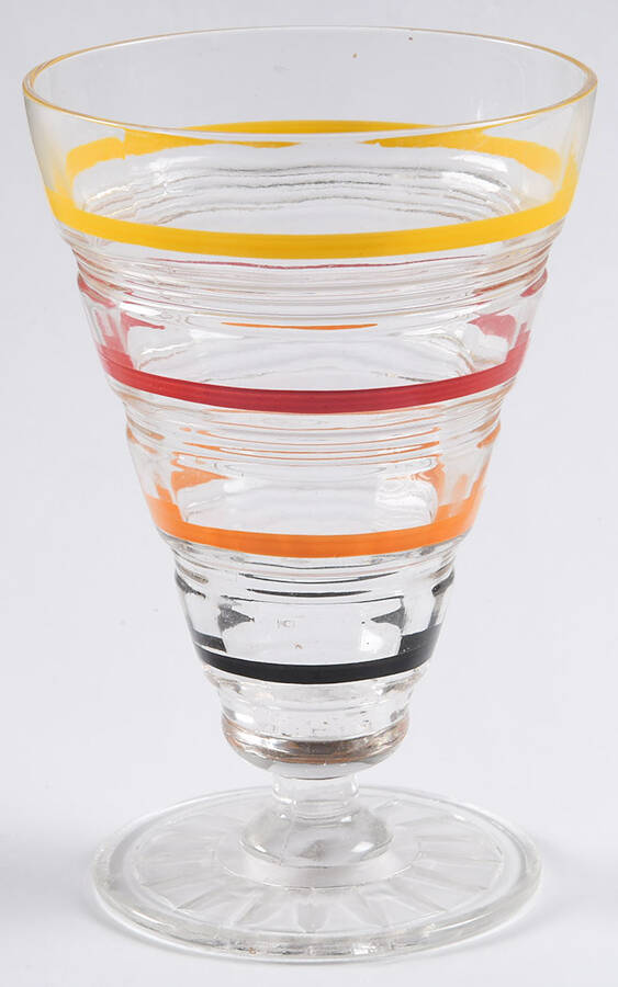 Banded Rings Clear and Multi Colored Bands 10 Oz Footed Tumbler by Anchor Hocking-1