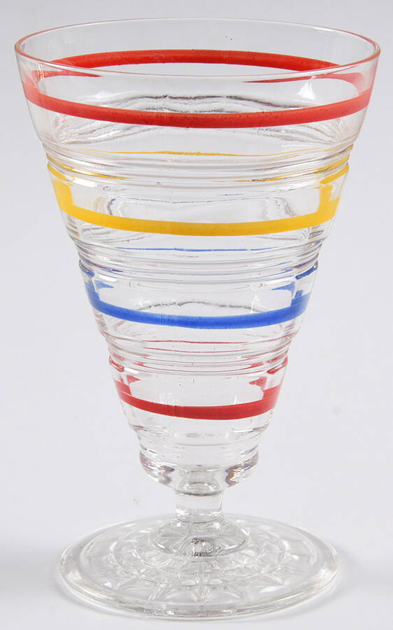Banded Rings Clear and Multi Colored Bands 10 Oz Footed Tumbler by Anchor Hocking-1