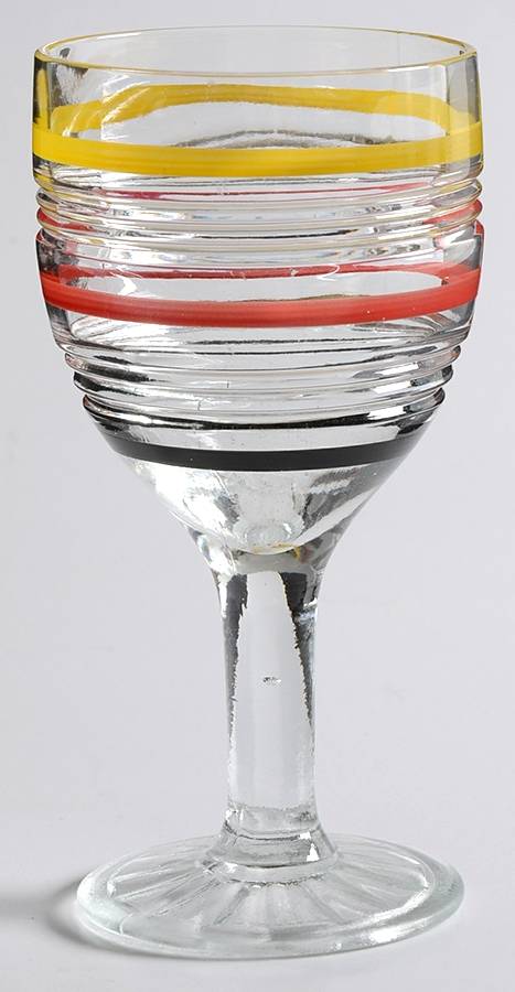 Banded Rings Clear and Multi Colored Bands Wine Glass by Anchor Hocking-1