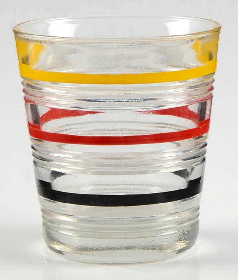 Banded Rings Clear and Multi Colored Bands 6 Oz Flat Tumbler by Anchor Hocking-1