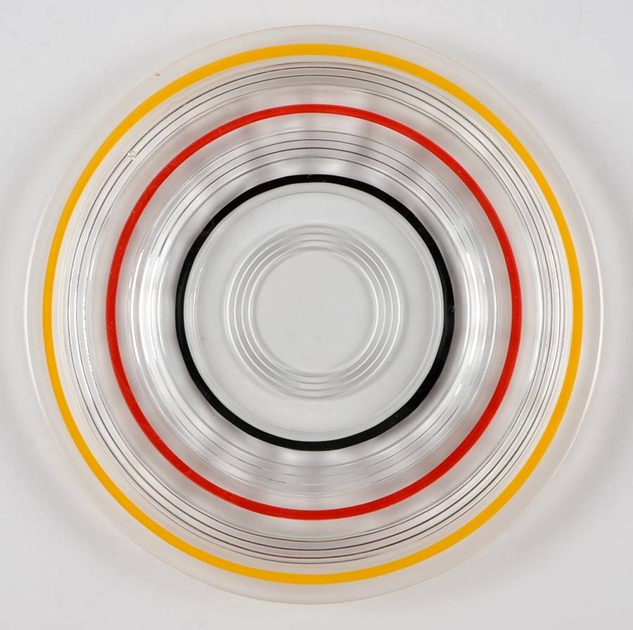 Banded Rings Clear and Multi Colored Bands Saucer Only by Anchor Hocking-1