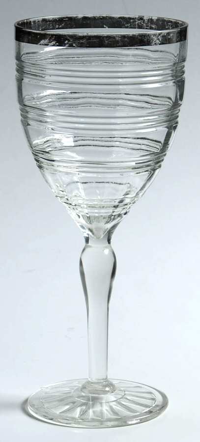 Banded Rings Platinum Water Goblet by Anchor Hocking-1