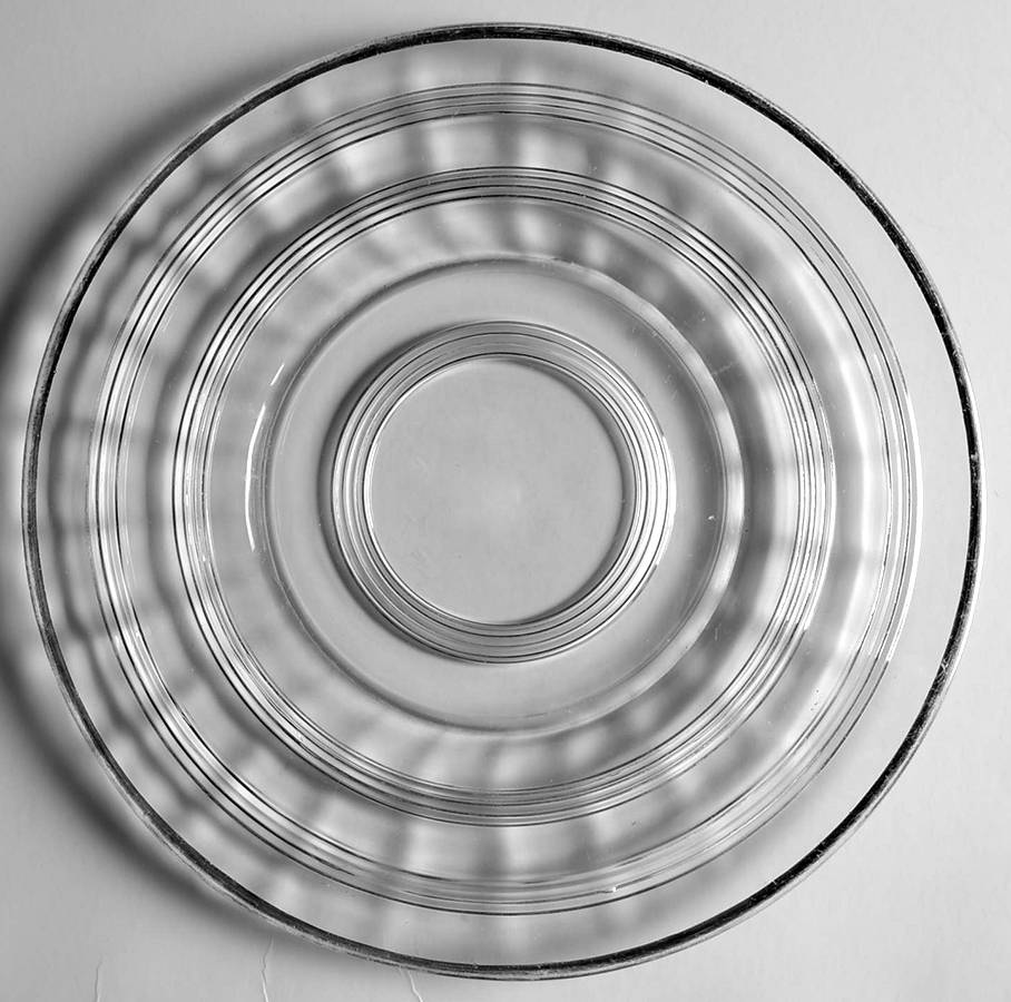 Banded Rings Platinum Luncheon Plate by Anchor Hocking-1