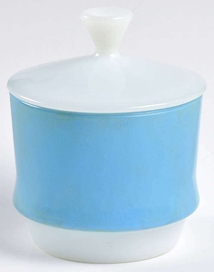 Blue Mosaic Sugar Bowl & Lid by Anchor Hocking-1