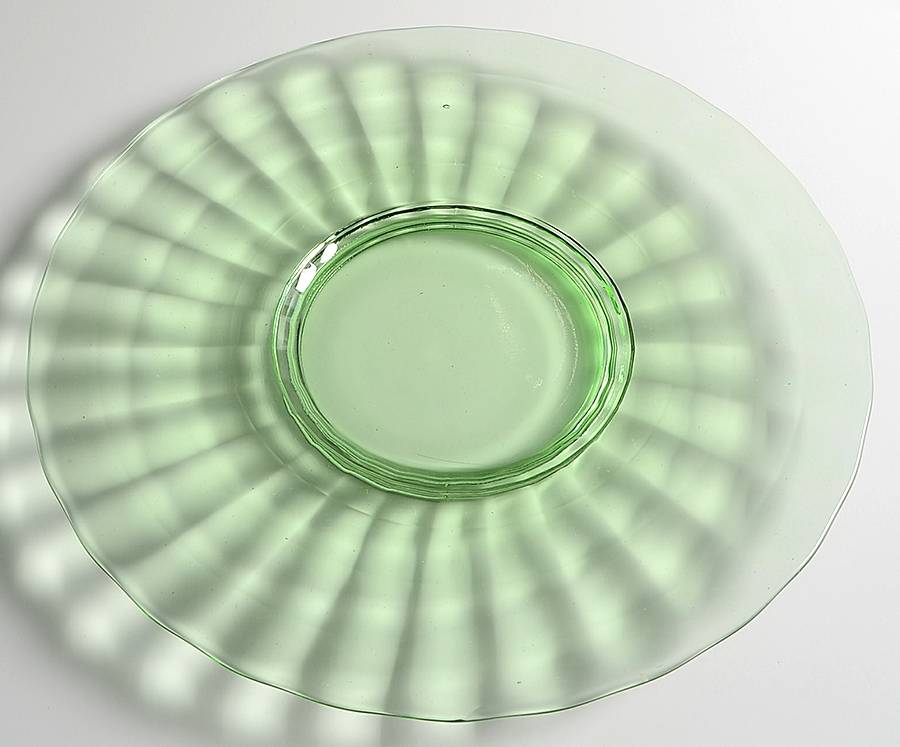 Block Optic Green 12" Sandwich Plate by Anchor Hocking-1