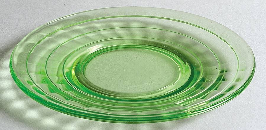 Block Optic Green Saucer only by Anchor Hocking-1