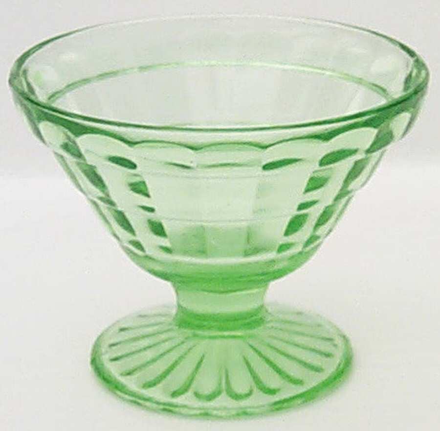 Block Optic Green Champagne/Tall Sherbet by Anchor Hocking-1