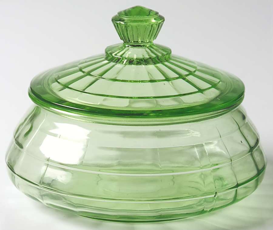 Block Optic Green Candy Dish & Lid by Anchor Hocking-1