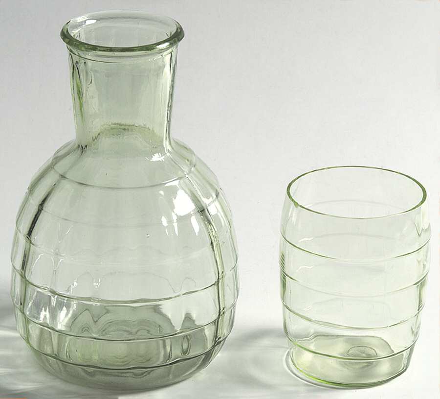 Block Optic Green (2 Piece) Nite Set (Carafe & Tumbler) by Anchor Hocking-1