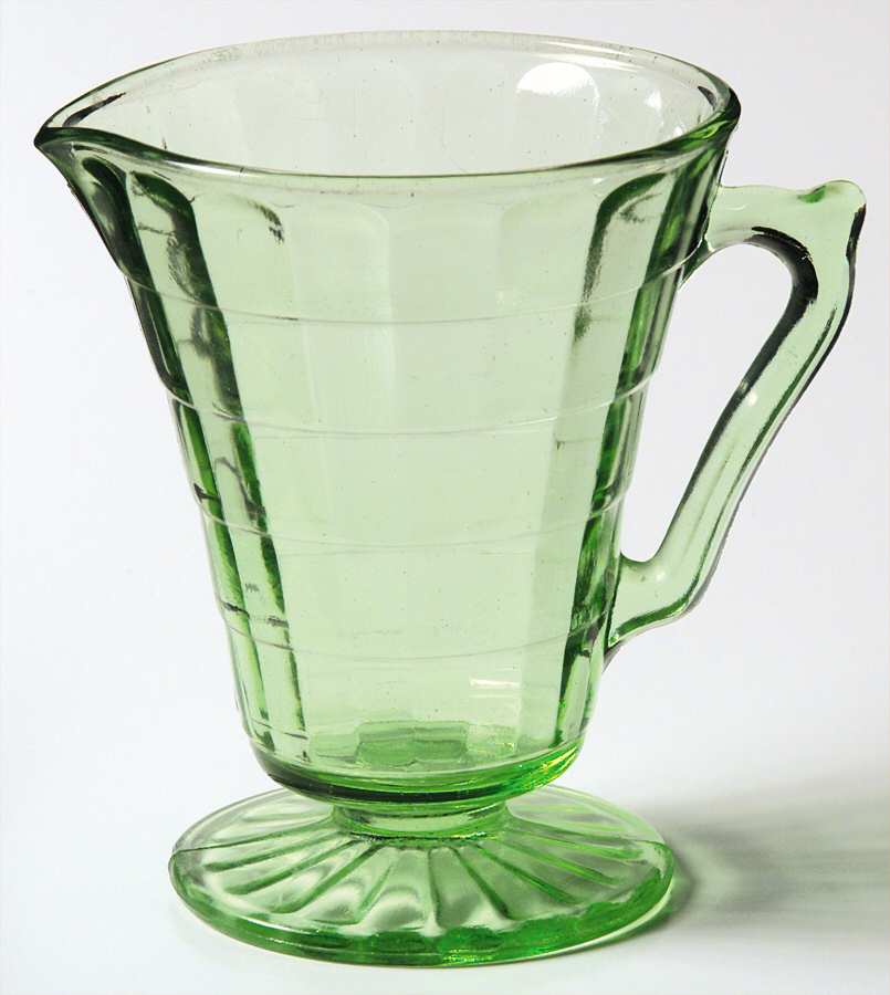 Block Optic Green Footed Creamer by Anchor Hocking-1