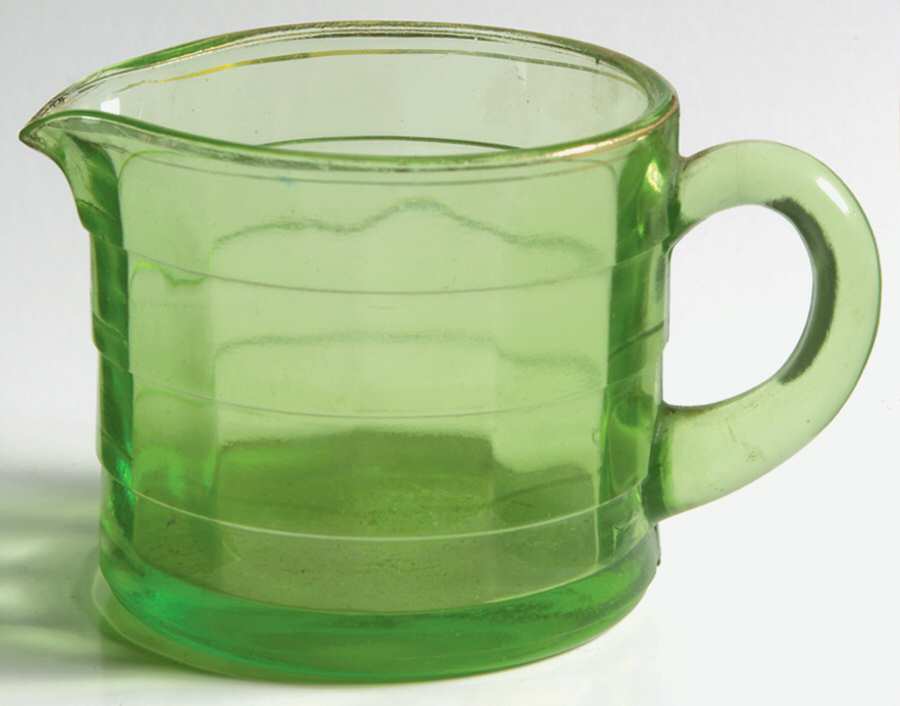 Block Optic Green (Gold Trim) Creamer by Anchor Hocking-1