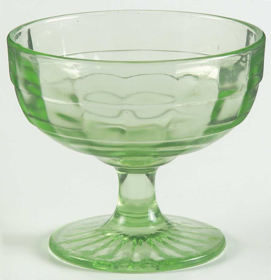 Block Optic Green Champagne/Tall Sherbet by Anchor Hocking-1