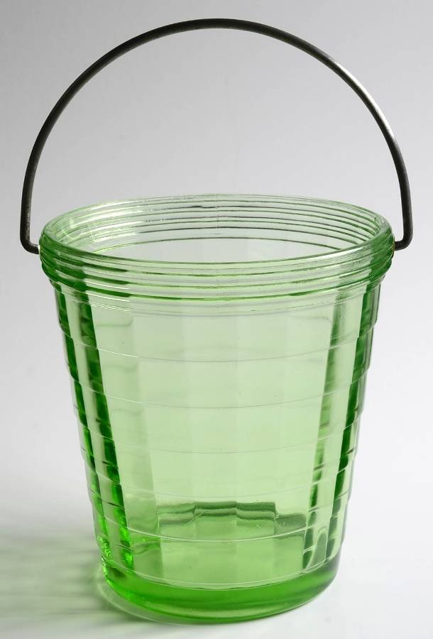 Block Optic Green Ice Bucket with Detachable Handle by Anchor Hocking-1