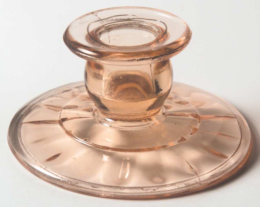 Block Optic Pink Single Light Candlestick by Anchor Hocking-1