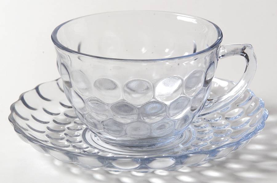 Bubble Blue Cup & Saucer Set by Anchor Hocking-1