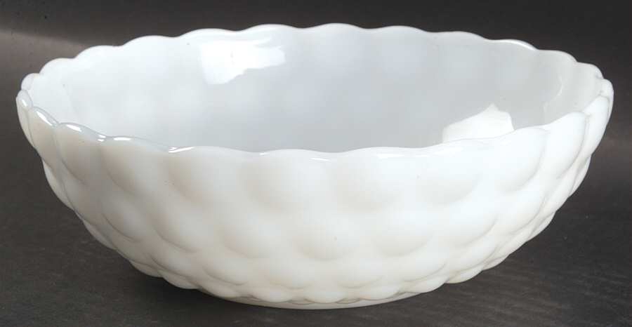 Bubble Milk Glass 8" Round Vegetable Bowl by Anchor Hocking-1