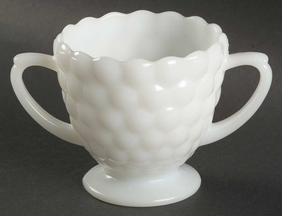 Bubble Milk Glass Open Sugar by Anchor Hocking-1