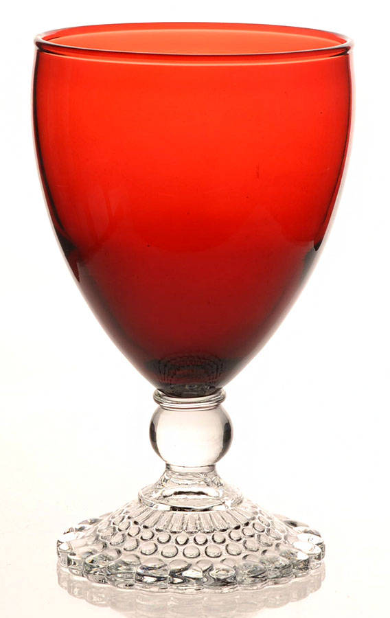 Bubble Foot Ruby Water Goblet by Anchor Hocking-1