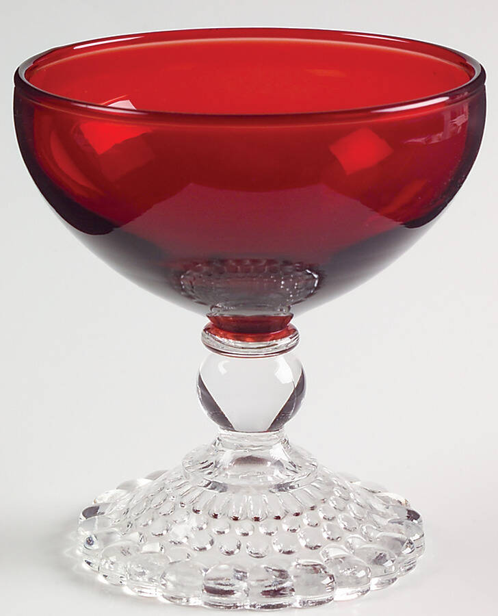 Bubble Foot Ruby Champagne/Tall Sherbet by Anchor Hocking-1