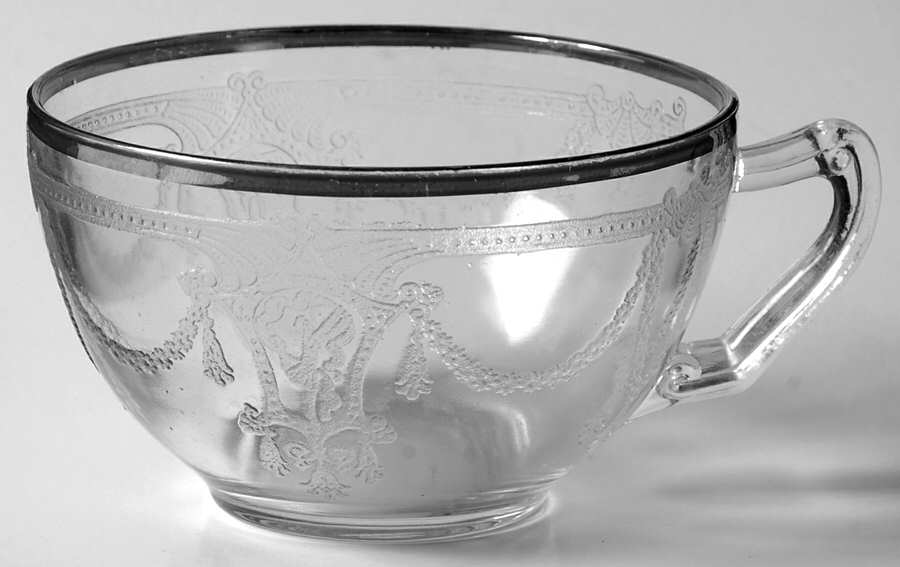Cameo Clear (Platinum Trim) Scroll Handle Cup Only by Anchor Hocking-1