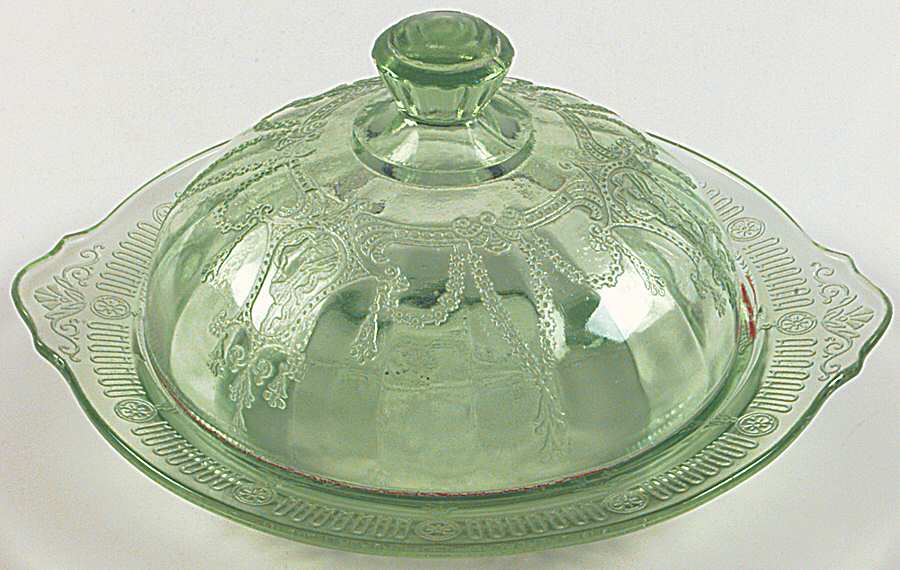 Cameo Green Round Covered Butter by Anchor Hocking-1
