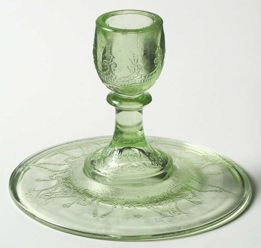 Cameo Green Single Light Candlestick by Anchor Hocking-1