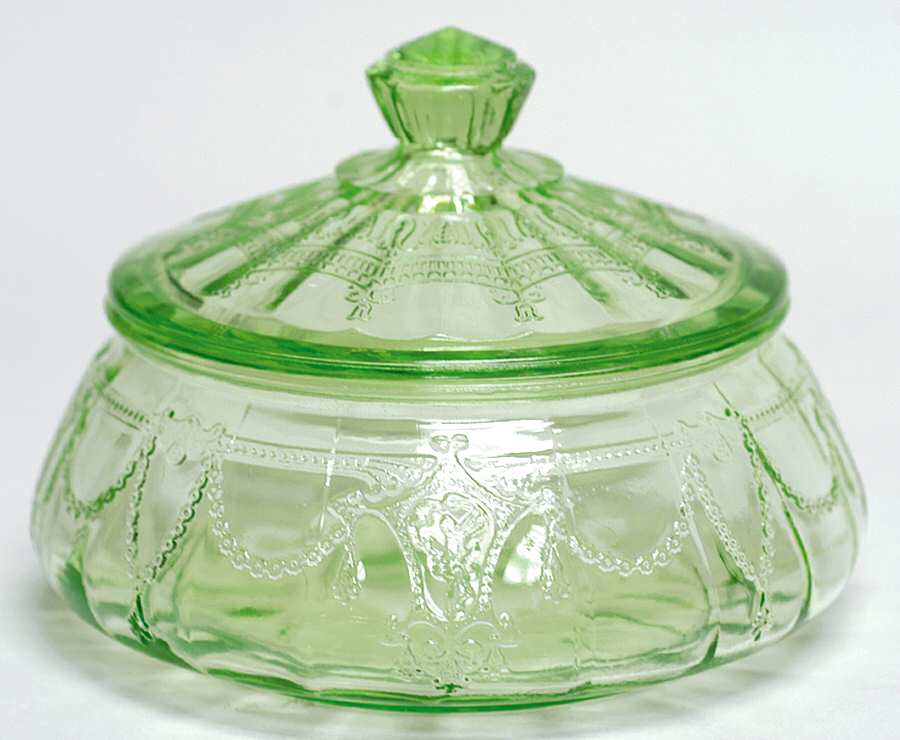 Cameo Green Candy Dish & Lid by Anchor Hocking-1