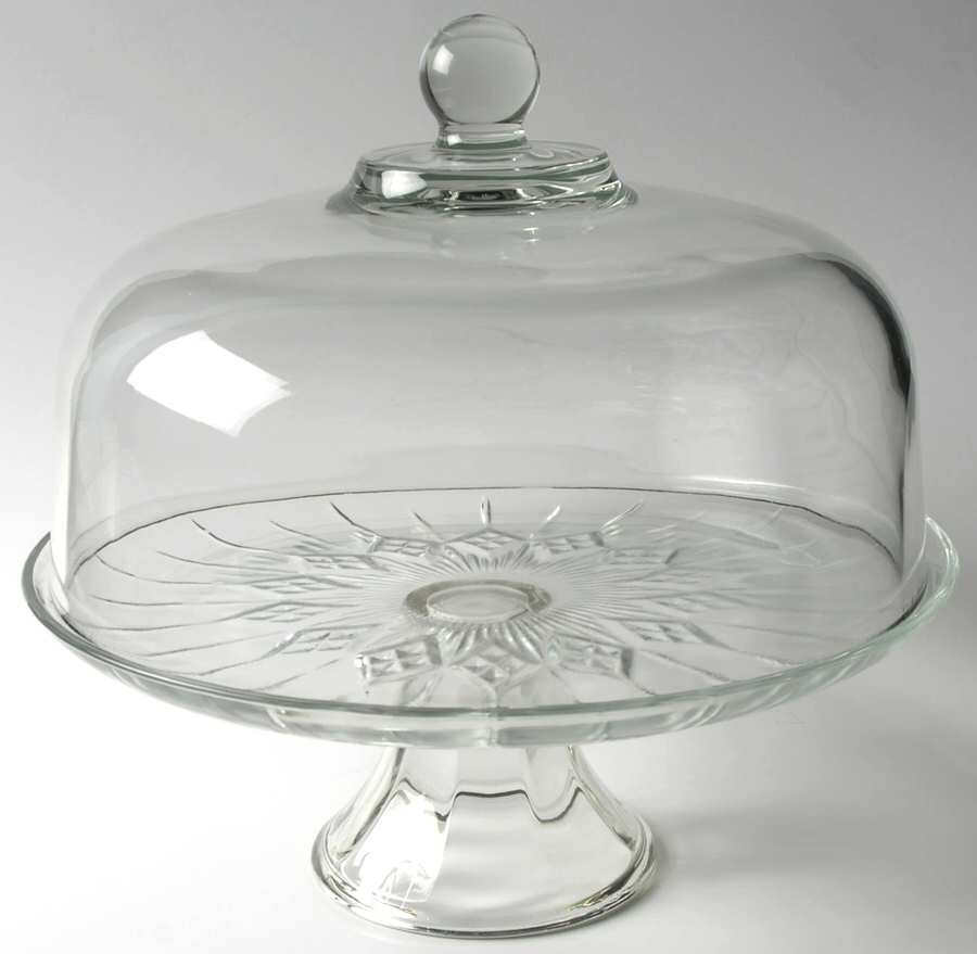 Canfield-Clear Cake Plate with Glass Dome by Anchor Hocking-1