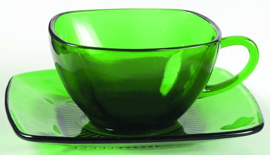 Charm Forest Green Cup & Saucer Set by Anchor Hocking-1