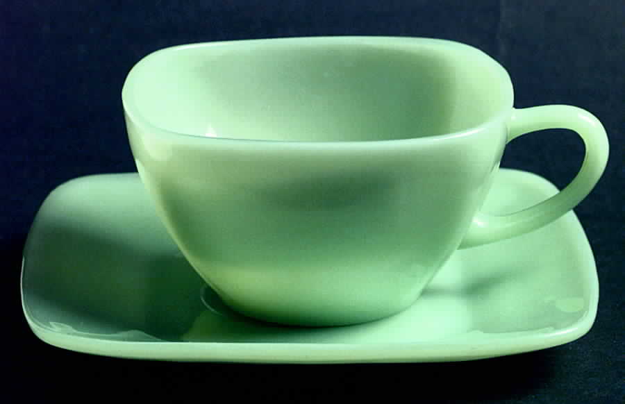 Charm Jade Ite Cup & Saucer Set by Anchor Hocking-1