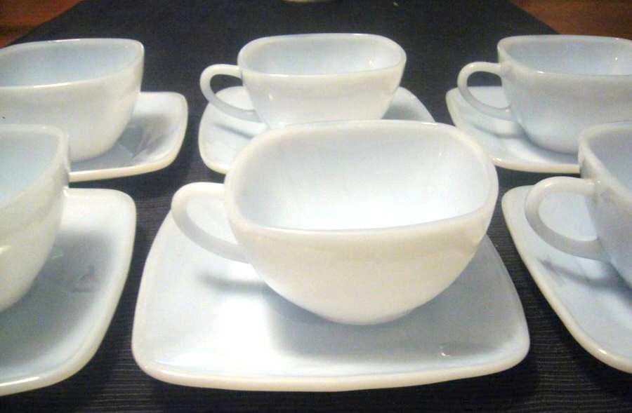 Charm Milk White Cup & Saucer Set by Anchor Hocking-1