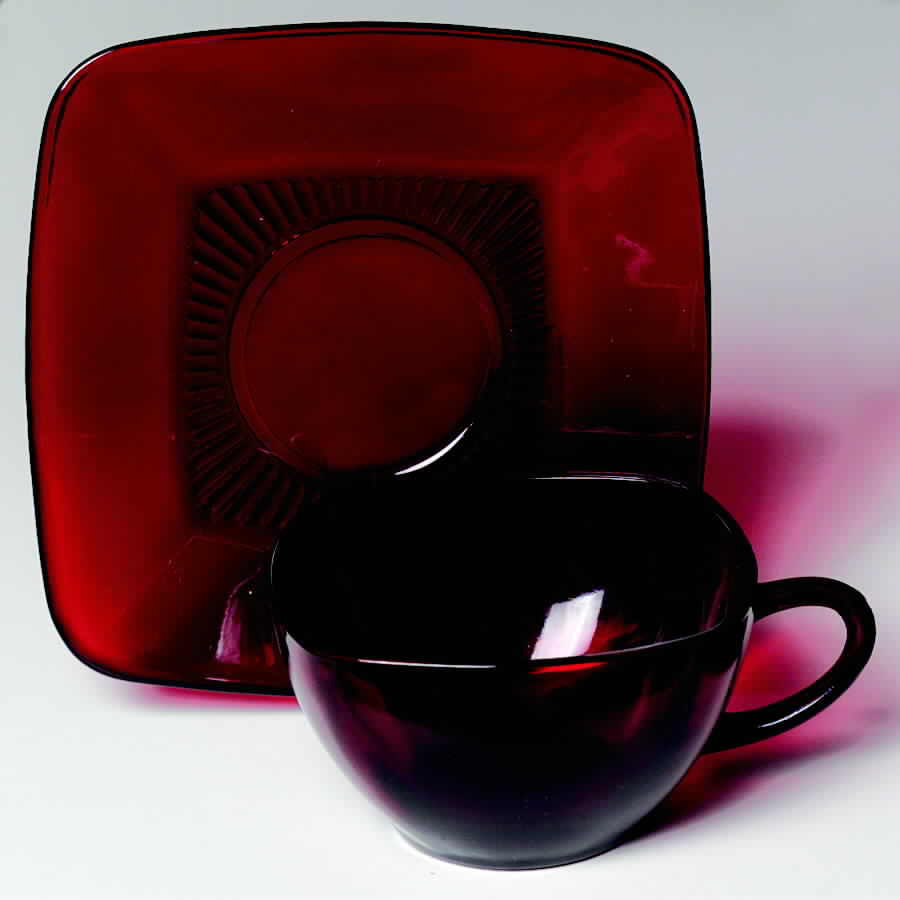 Charm Ruby Cup and Saucer Set by Anchor Hocking-1