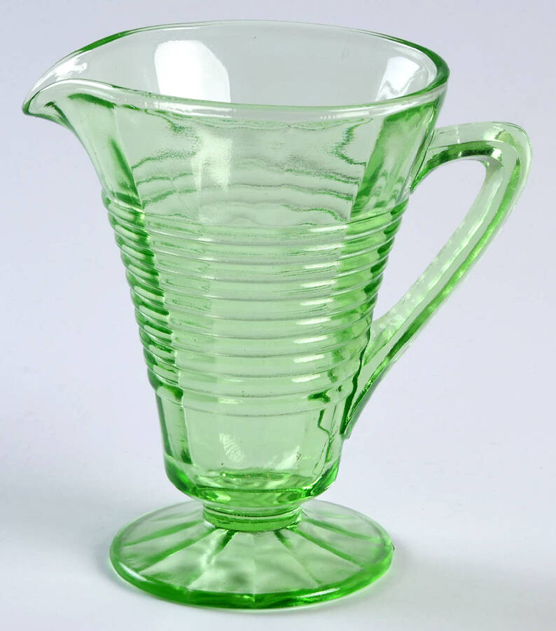 Circle Green Footed Creamer by Anchor Hocking-1