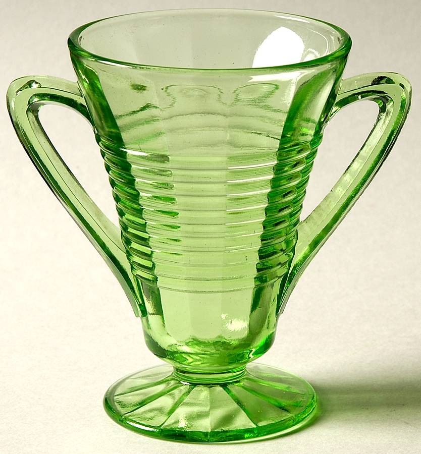 Circle Green Footed Open Sugar by Anchor Hocking-1