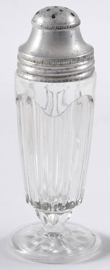 Colonial Clear Footed Shaker & Metal Lid by Anchor Hocking-1