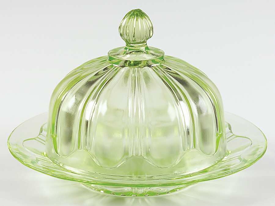 Colonial Green Round Covered Butter by Anchor Hocking-1